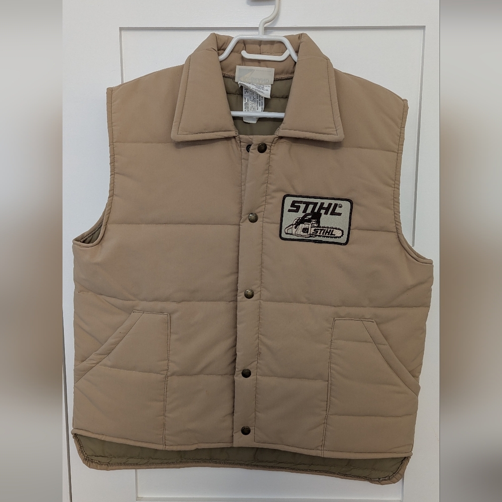Vintage 80s STIHL K-Brand Tan Puffer Vest Size Large